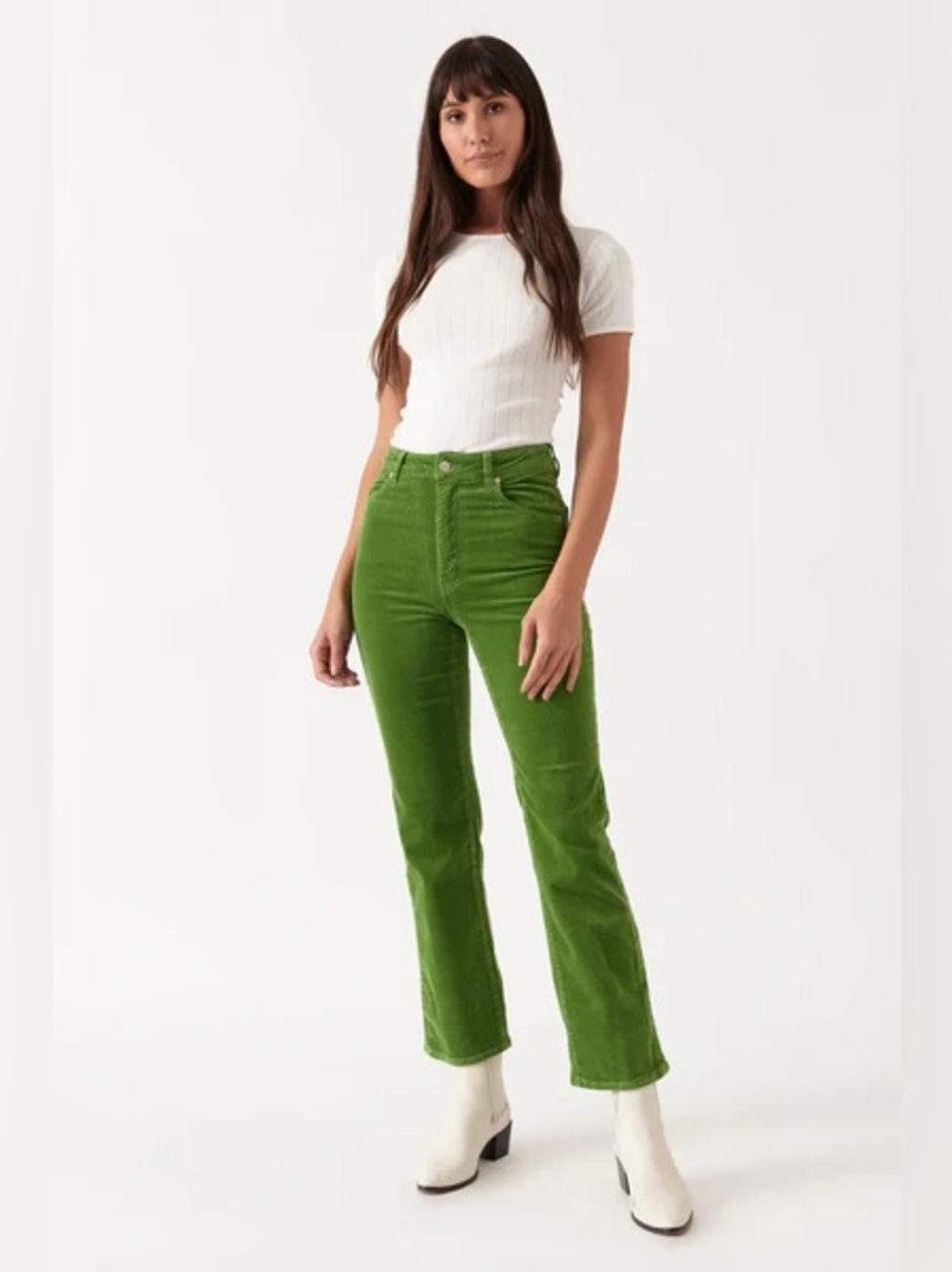 ROLLA’S Straight Leg Corduroy Retro High Rise Pants in Olive Green Size 31 NEW